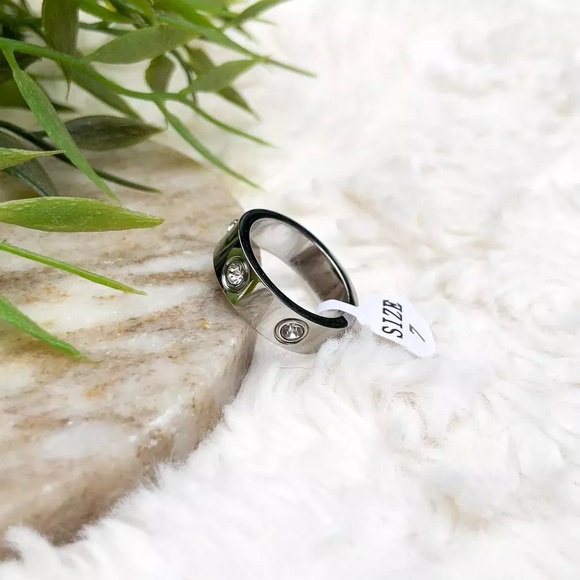 18K Gold Plated Stainless Steel Cubic Zirconia Ring Available in Gold or Silver - Picture 9 of 10